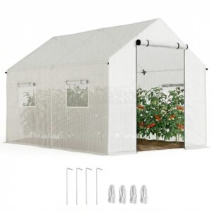 Drivhus 3 x 2 x 2 m, myggenet, skråtag, 4 vinduer, hvidt